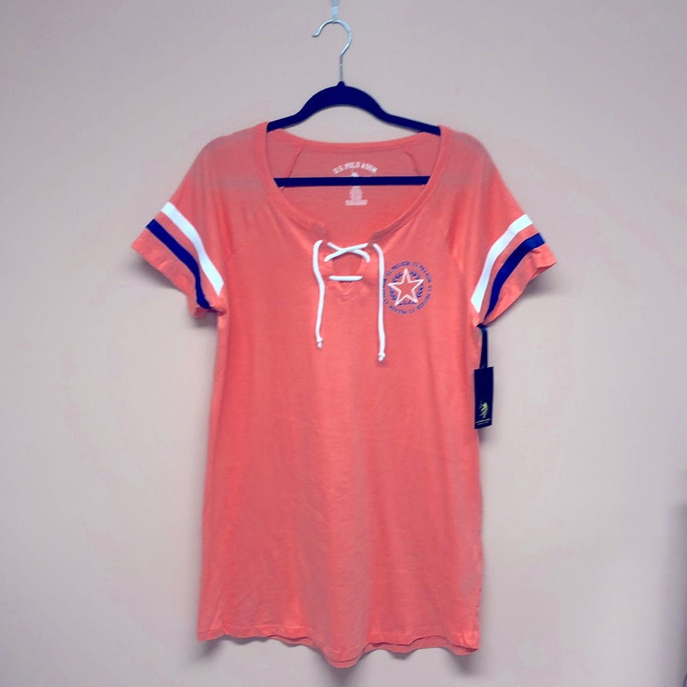🆕US Polo coral lace up cotton nightshirt
